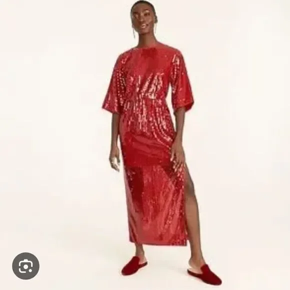 J Crew Sequin V Back Midi Dress NWT